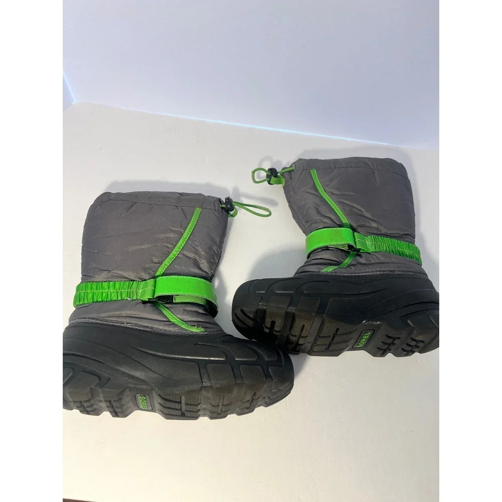 Sorel Kids Flurry Snow Boots Grey Green Waterproof Winter NY1885-052 Size 4